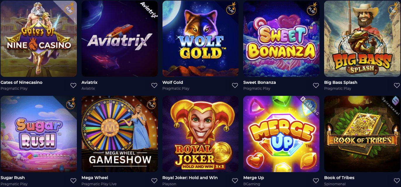 Nine Casino Jeux chauds et tendances